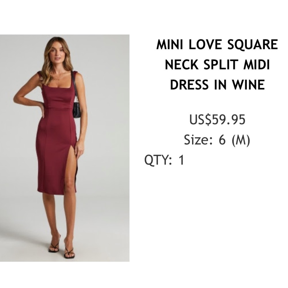 MIDI slit dress. Never worn.